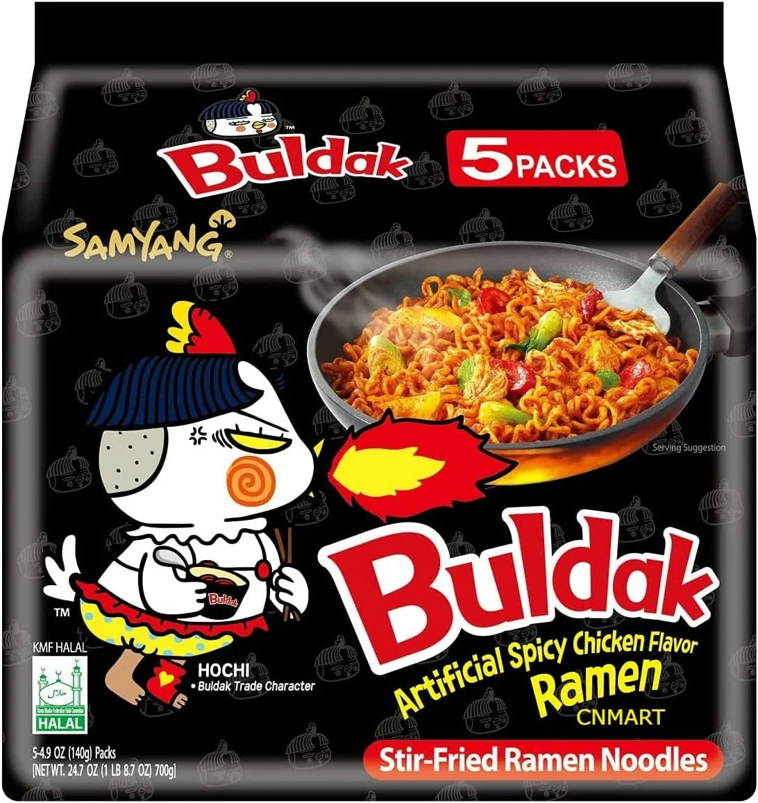 Samyang Buldak Xtra Hot Chicken Flavour Ramen Noodles (145g) (5 Pack)