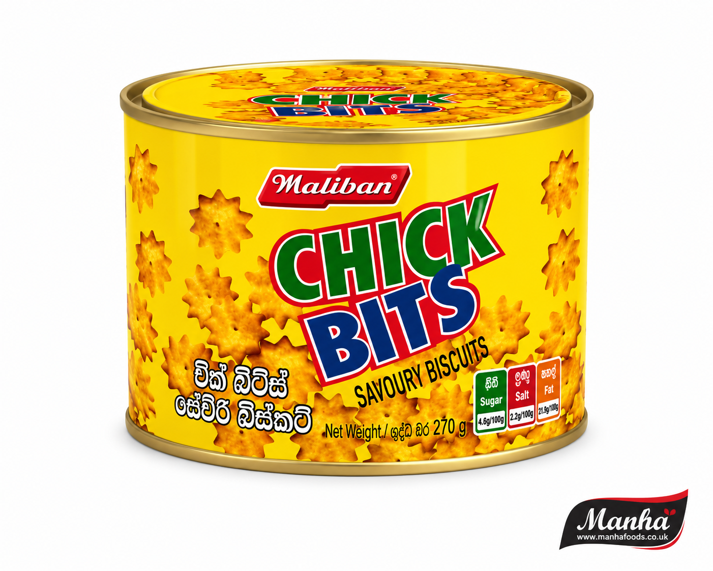 Maliban Chick Bits Savoury Biscuits Tin 270g | Crispy Snack Biscuits | Manha Foods