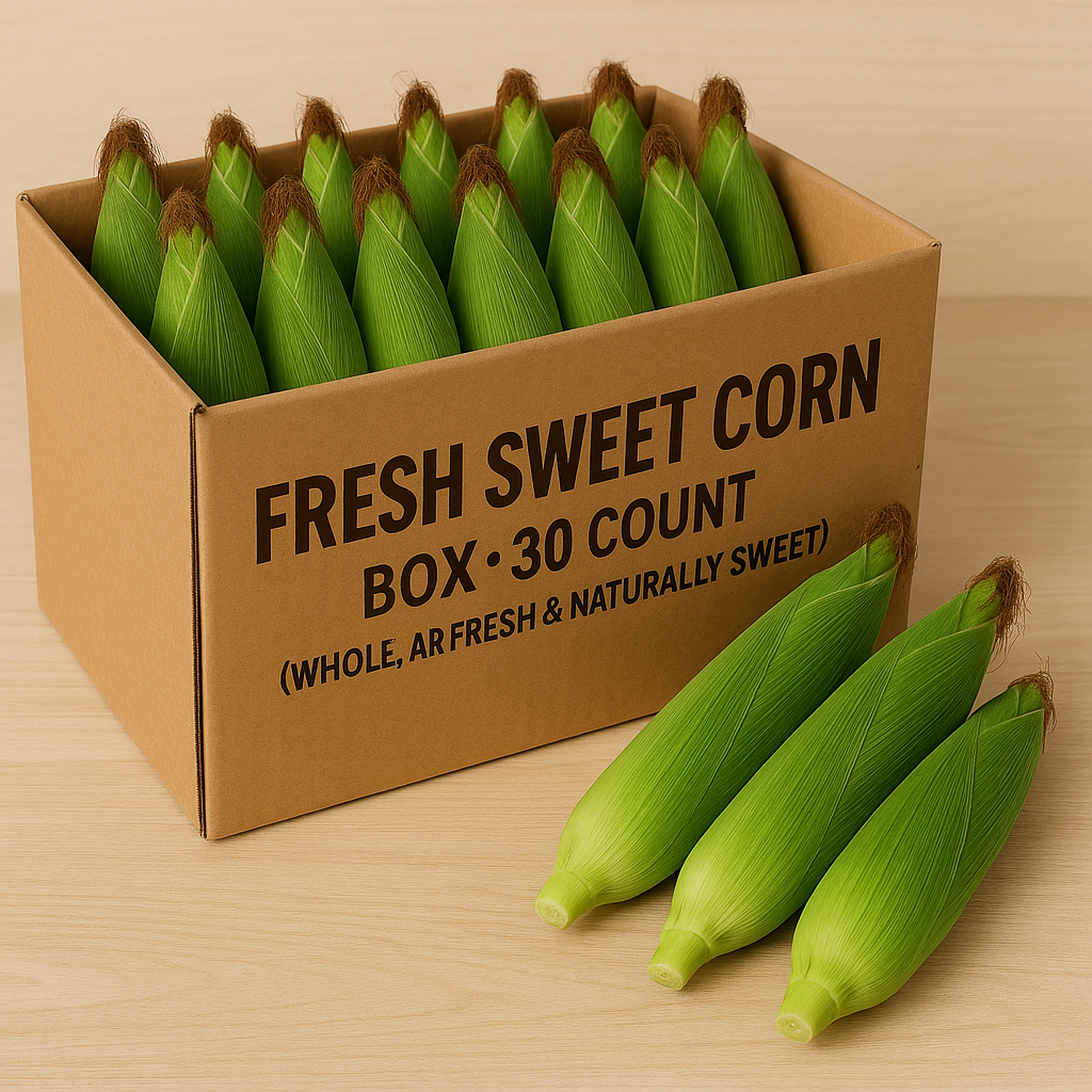 Fresh Sweet Corn Box – 30 Count (Whole, Farm Fresh & Naturally Sweet)