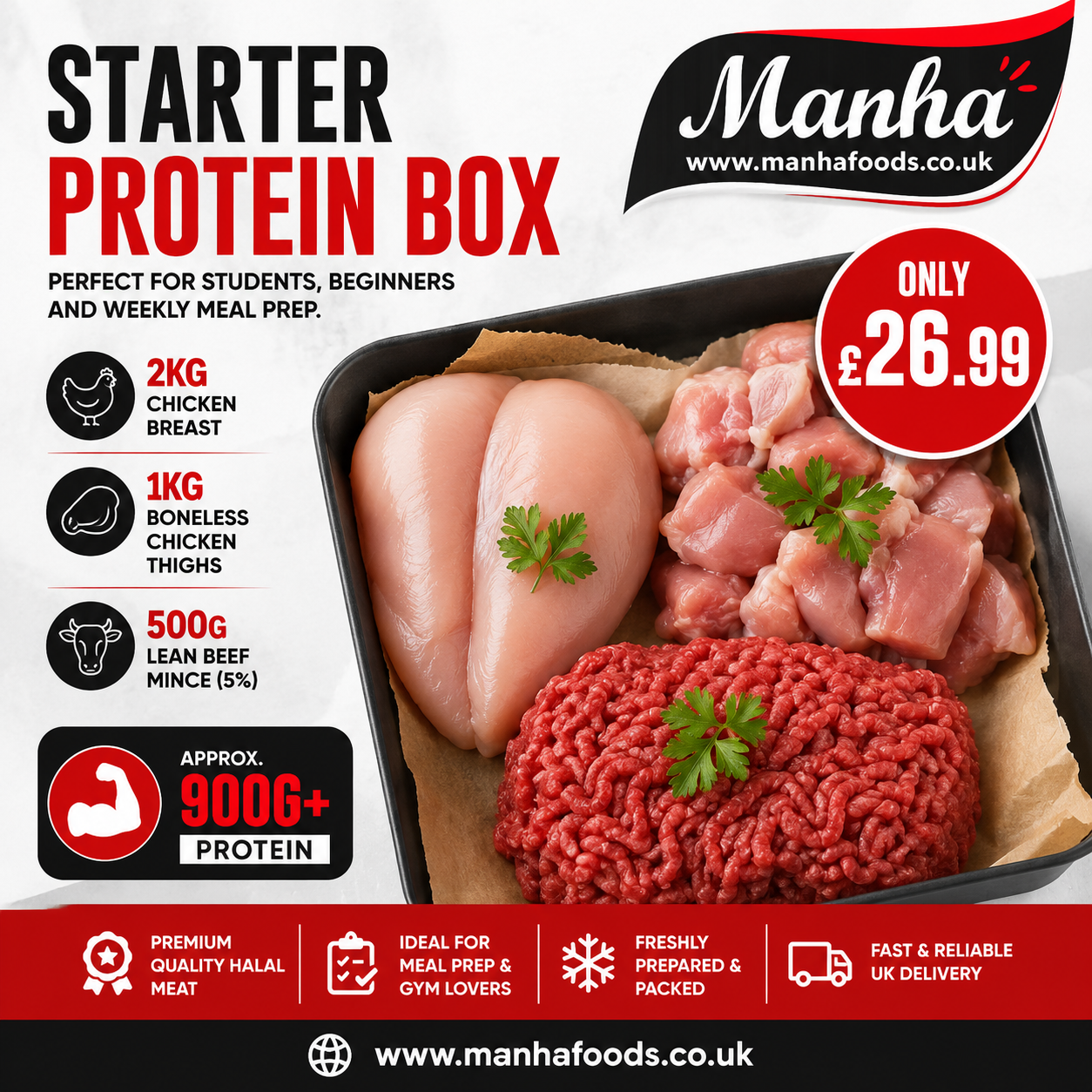 Starter Protein Box – Premium Halal Meat Selection | Approx. 900g+ Protein Price