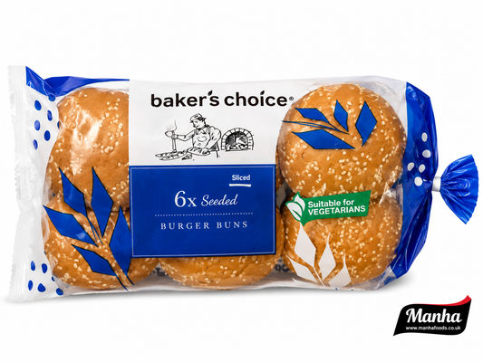 Baker's Choice 6 Seeded Burger Buns – Soft Sesame Burger Rolls