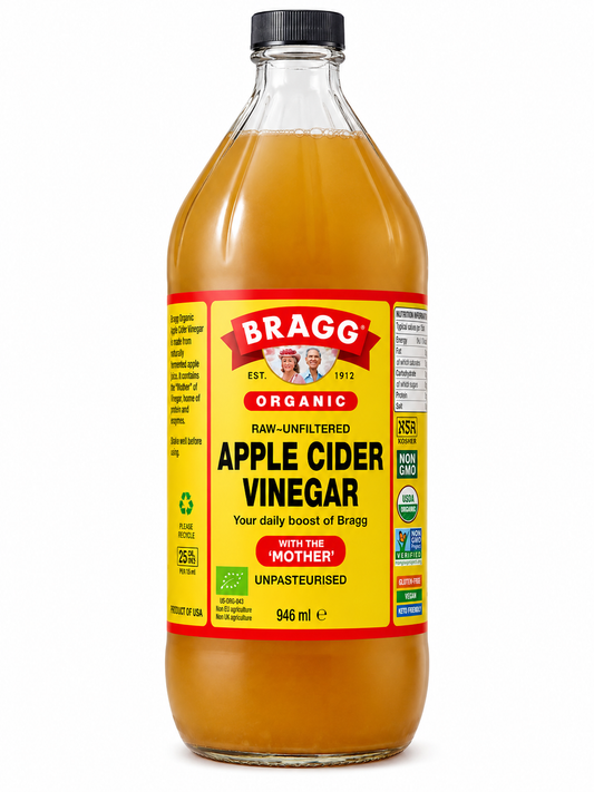 Bragg Organic Apple Cider Vinegar with The Mother 946ml – Raw, Unfiltered & Unpasteurised