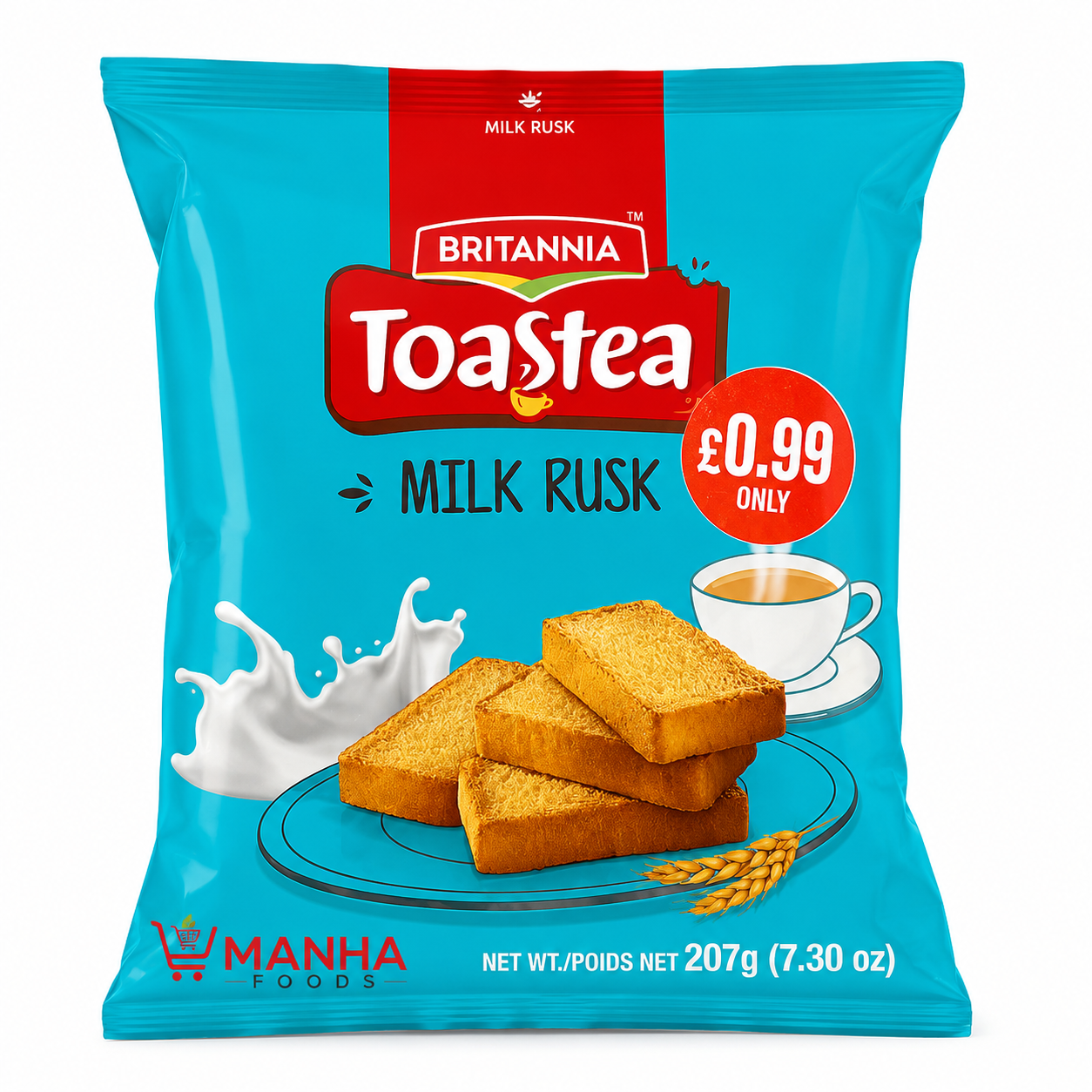 Britannia Toastea Milk Rusk 207g – Crunchy Tea Rusks | Perfect Tea-Time Snack