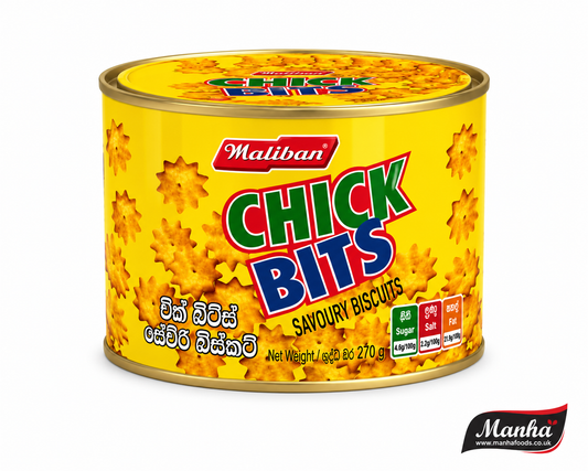Maliban Chick Bits Savoury Biscuits Tin 270g | Crispy Snack Biscuits | Manha Foods