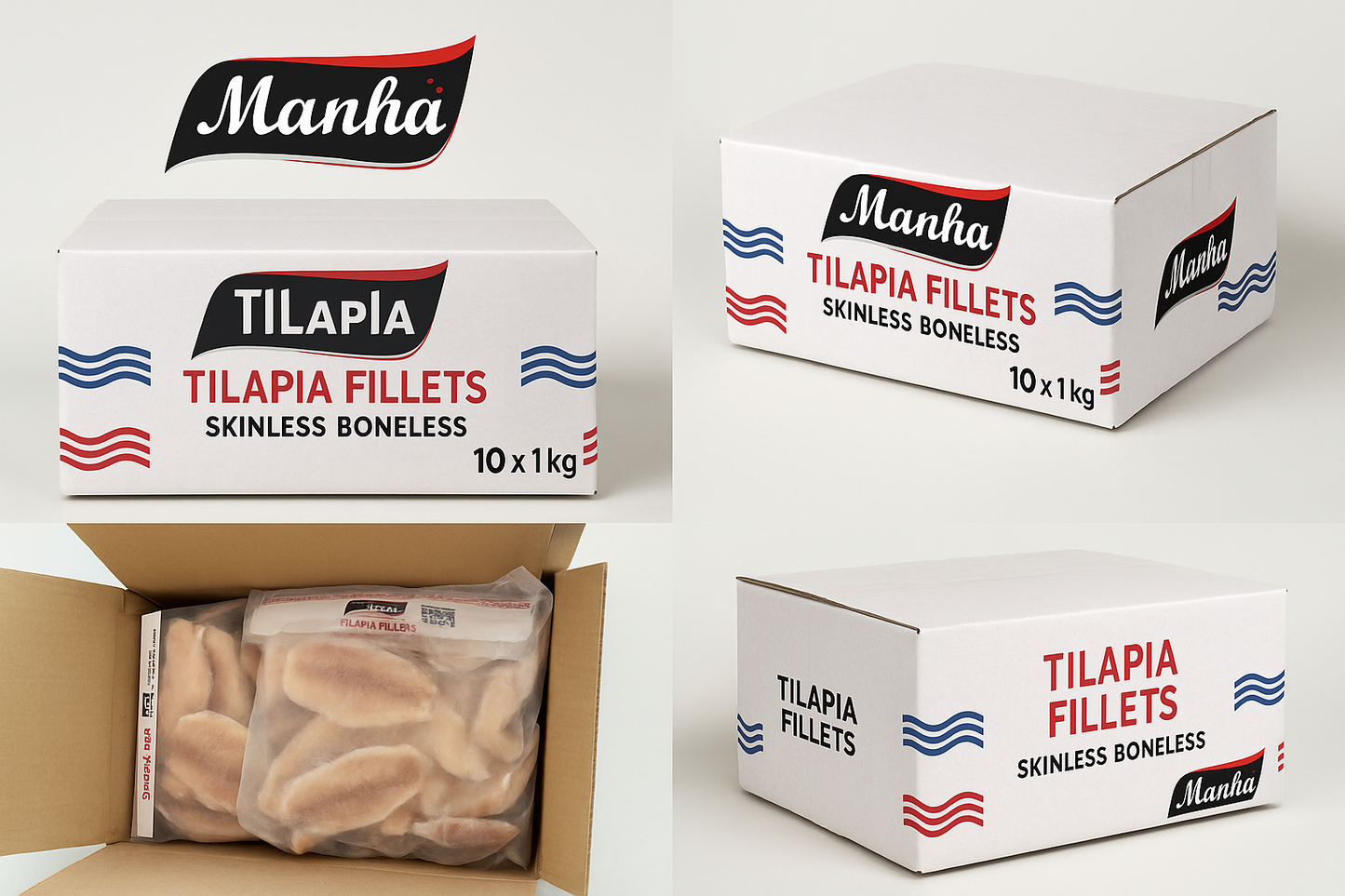 Tilapia Fillets Skinless Boneless 140-200g (10 x 1kg) Box