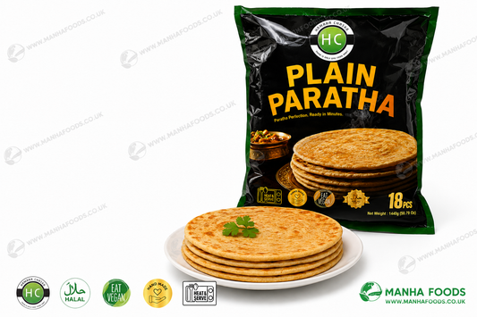 HC Plain Paratha 18 Pieces (1.44kg) | Halal Frozen Layered Flatbread | Vegan