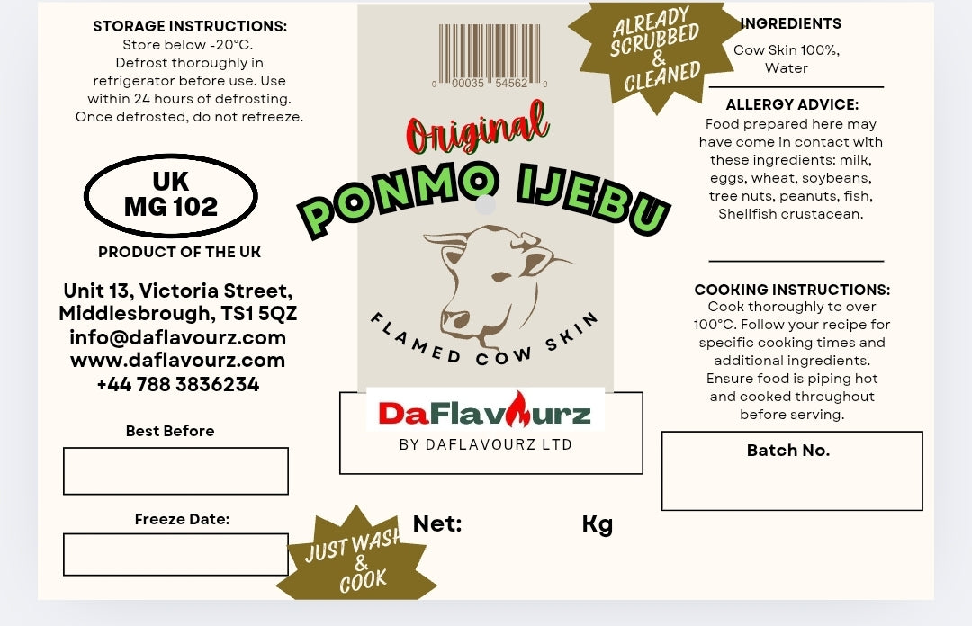 Original Ijebu Ponmo 500g pack| Authentic Flamed Cow Skin