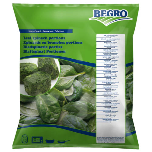 Bergo Leaf Spinach Portions 1000g – Frozen Whole Leaf Spinach
