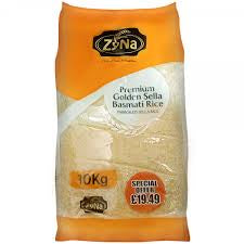 ZyNa Premium Golden Sella Basmati Rice 10kg – Long Grain Aged Basmati Rice for Perfect Fluffy Rice, Ideal for Biryani & Pilau