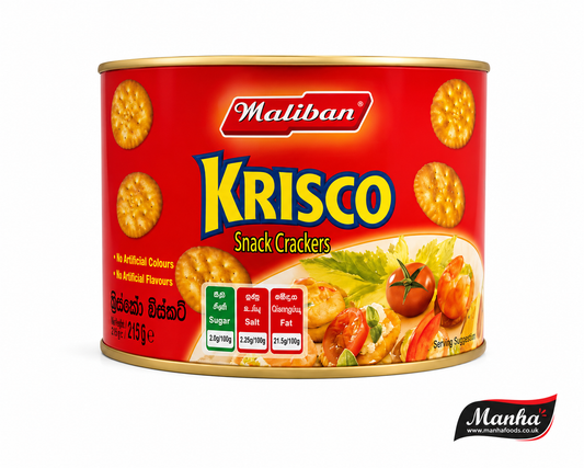 Maliban Krisco Snack Crackers Tin 215g | Crispy Savoury Crackers | Manha Foods