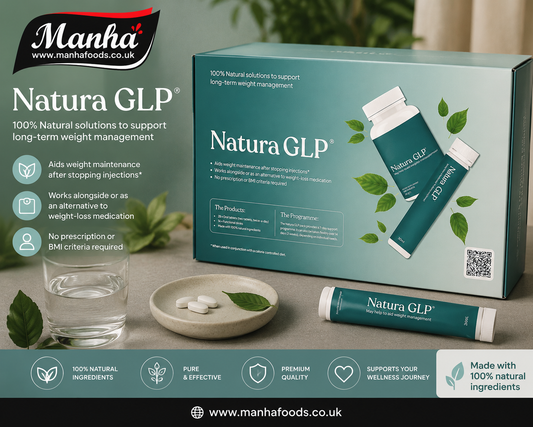 Natura GLP Natural Weight Management Support Programme – 14 Drinks &amp; 28 Tablets | 100% Natural | Manha Foods UK