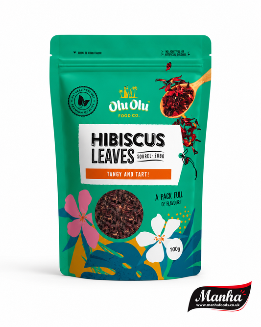 Olu Olu Hibiscus Leaves (Sorrel / Zobo) 100g | Premium Dried Hibiscus Flowers for Tea & Drinks | Manha Foods