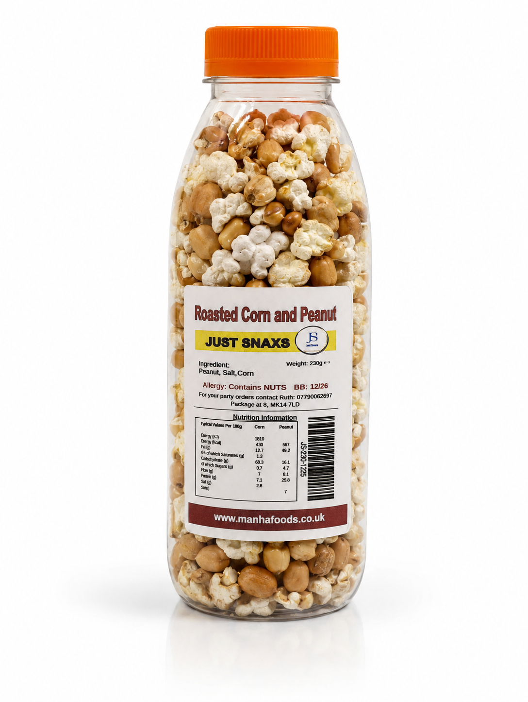 Roasted Corn & Peanut Snack Mix 230g – Crunchy African Snack | Just Snax Roasted Groundnuts & Corn