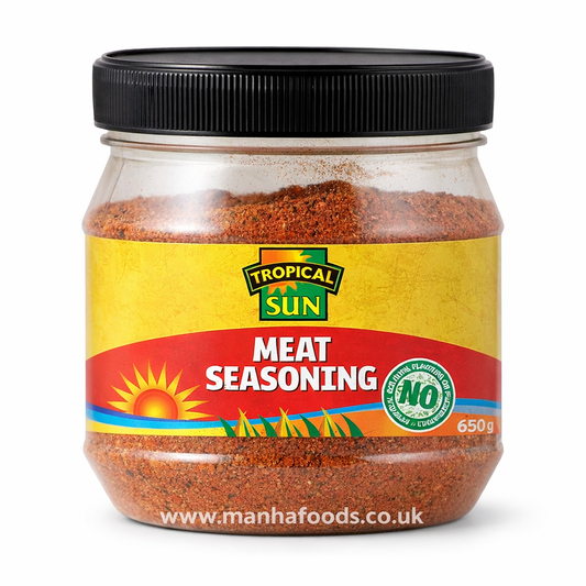 Jar of Tropical Sun meat seasoning 