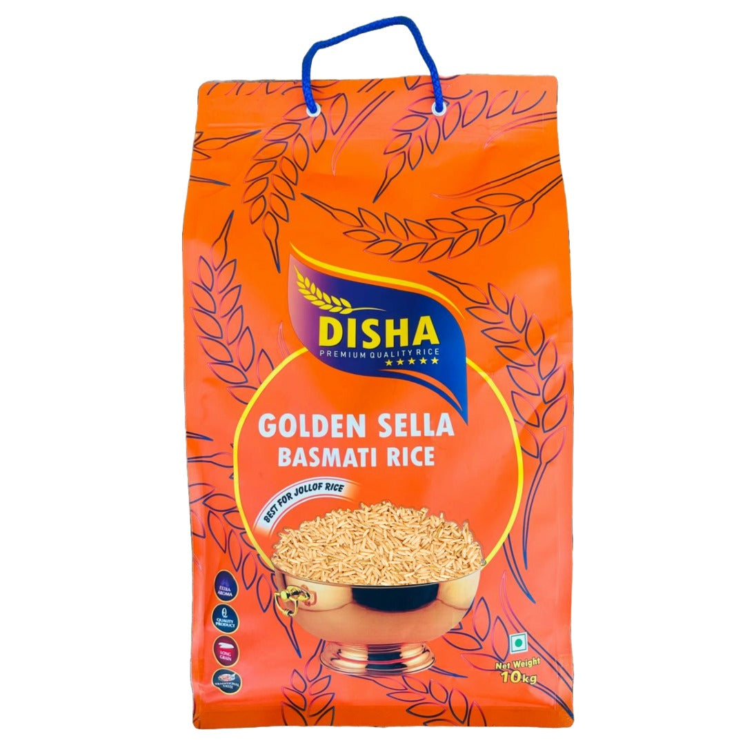 Disha Golden Sella Basmati Rice 20kg – Premium Parboiled Extra Long Grain Rice (10KG X2)