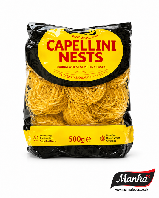 Capellini Nests Pasta 500g | Premium Durum Wheat Semolina Pasta | Manha Foods UK